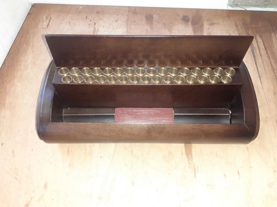 Уникална стара аристократична кутия цигари табакера махагон