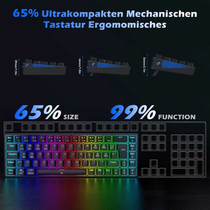 Tastatură gaming wireless mecanică Tecurs KB510 RGB,QWERTZ red switch