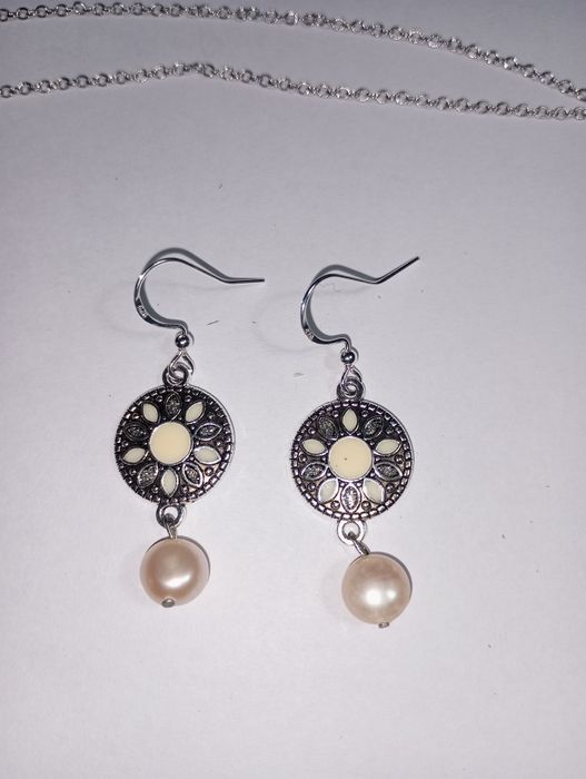 Set cercei și colier argint 926 cu perle naturale