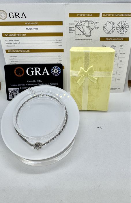 Сребърна гривна с мойсанит (Диамант) 1 карат