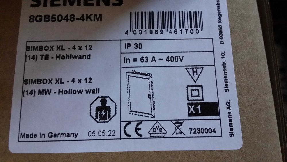 Tablou electric Siemens Metal/PE usa transparenta/mata  Germany/Italy