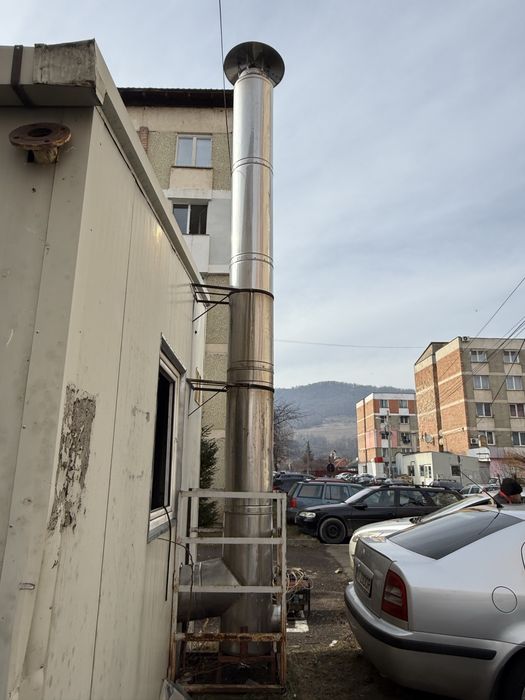 Cos de fum din inox izolat, cu teu 90 grade, 400 mm latime