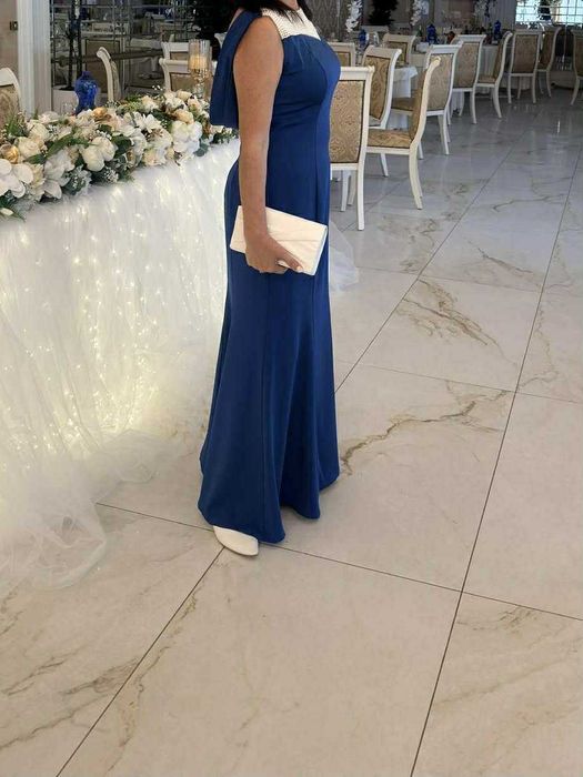 Елегантна, официална  дълга синя рокля
