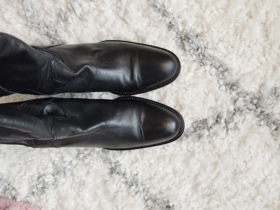 Черни ботуши, ботуши естествена кожа,