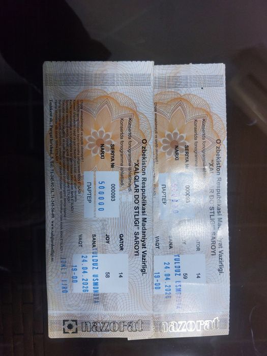 Yulduz Usmonova konsertiga beletlar bor