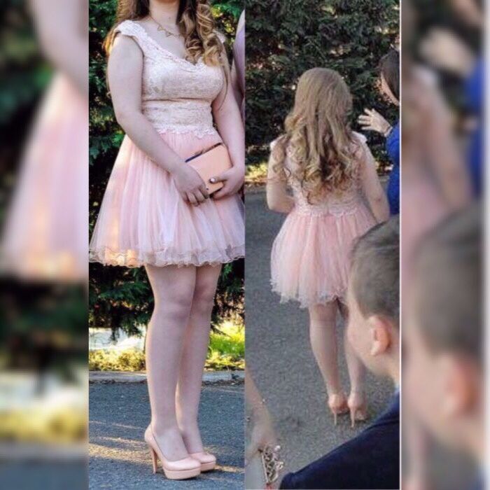 Rochie banchet roz pudrat / nude / nuntă / botez / ocazie / bal / club