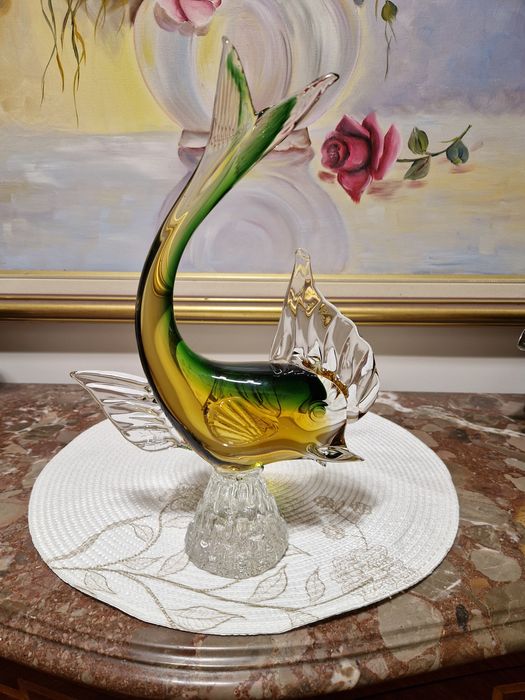 Уникална голяма антикварна италианска фигура Мурано Murano