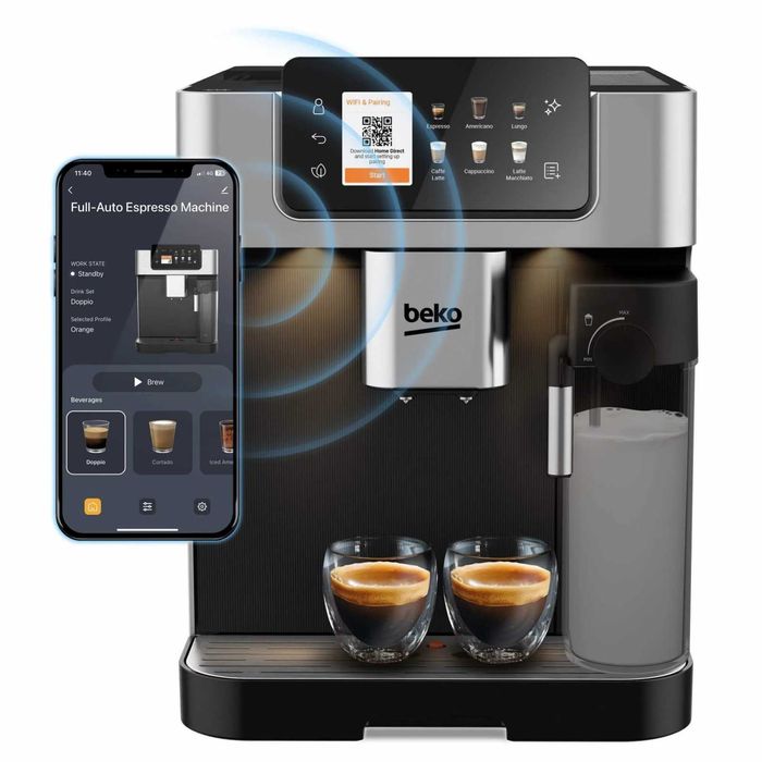 Espressor automat BEKO CaffeExperto CEG7348X, 2l, 1350W, 19 bar, 18 bauturi, 13 setari de macinare GrindPro, control din aplicatie