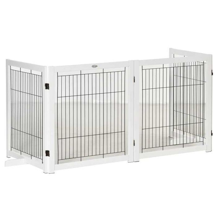 PawHut Дървена предпазна врата за кучета  305 x 35,5 x 82 см