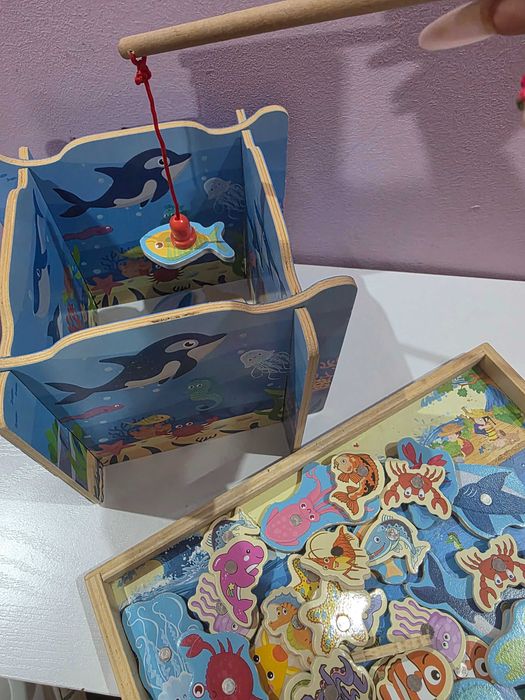 Дървени игри  С геометрични формички,  1+ години