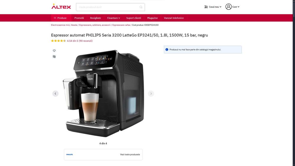 Espressor automat Philips 3200 LatteGo EP3241/50