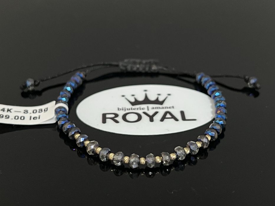 Bijuteria Royal CB : Bratara cu snur negru  aur 14k 3,03gr 585
