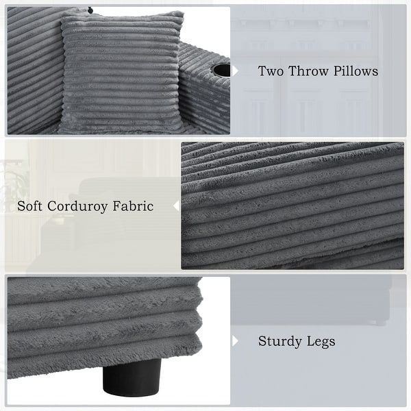 NOU Sofa catifea, cu suport pahare si port USB