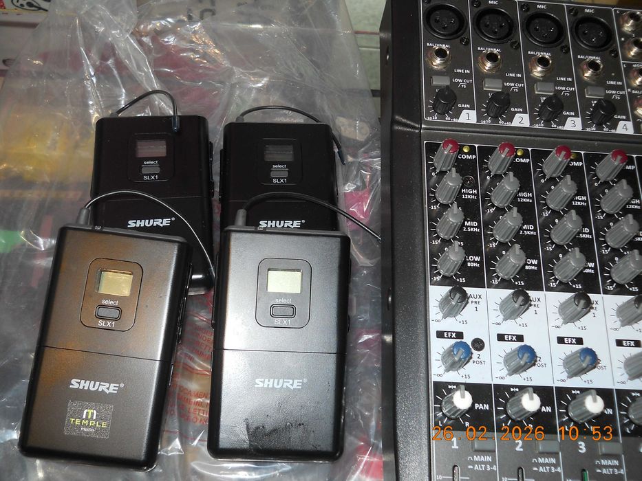 Shure Slx1+Phonic AM 1204FX-USBR