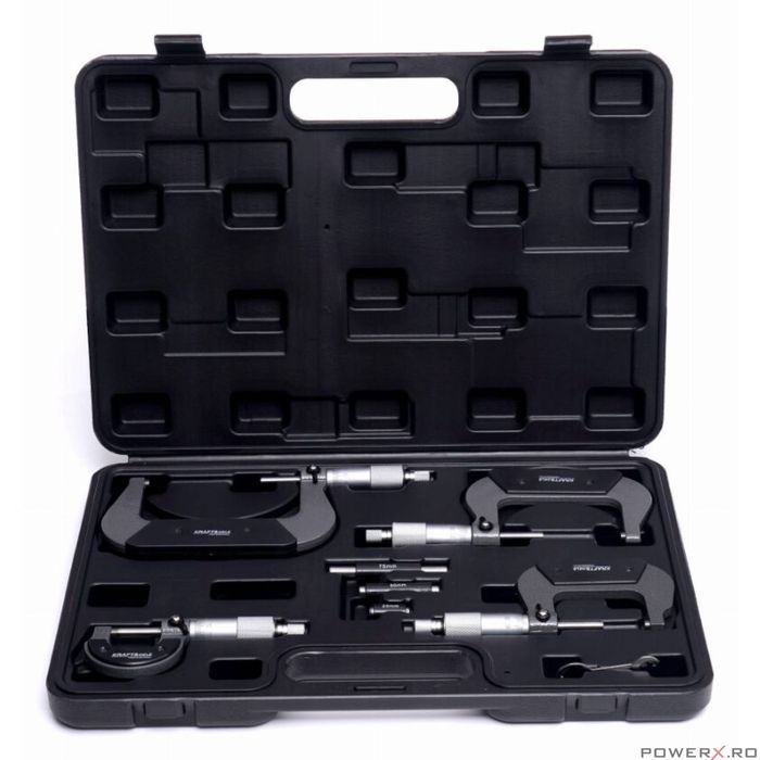 Set micrometru mecanic, 0-100 mm, 8 piese, Kraft