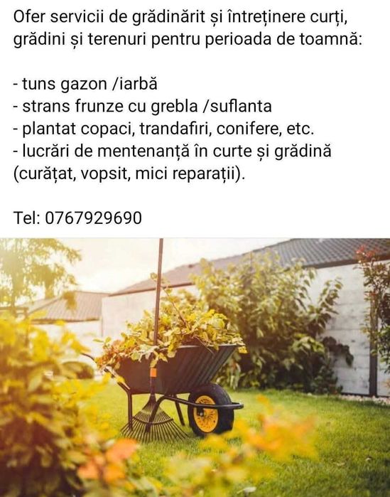 Ofer servicii de tuns gazon / iarba si intretinere spatii verzi