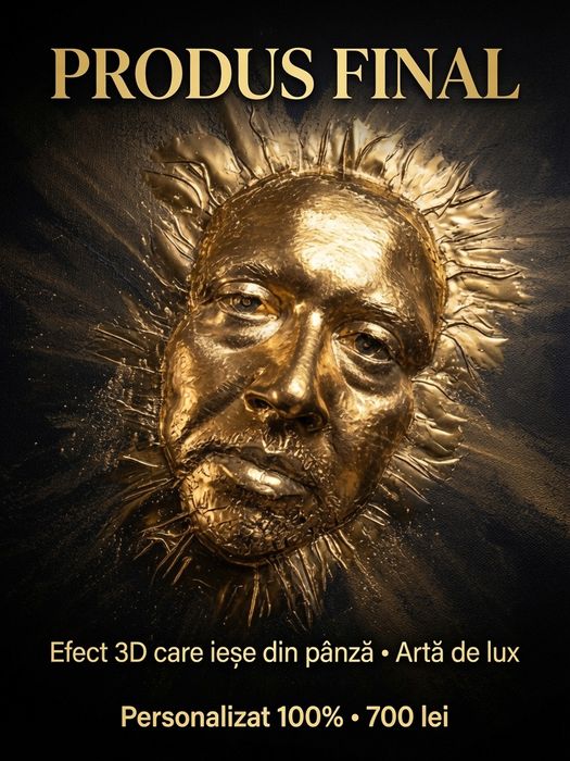 Cadou Personalizat 3D - Sculptură Aurie pe Pânză (700 lei)
