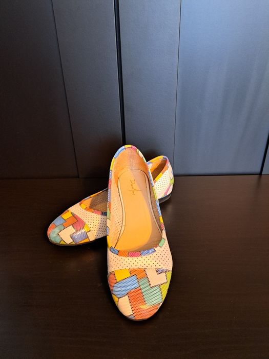 Balerini din piele moale, cu design vesel și modern