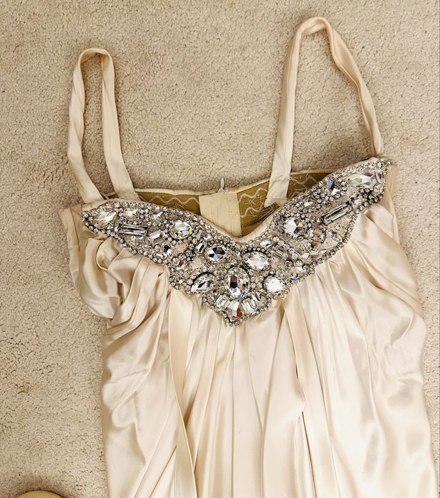 Rochie lungă din mătase și cristale Swarovski