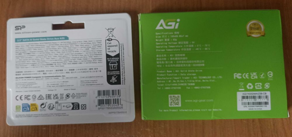 SSD накопитель Silicon Power и AGI  1 TB