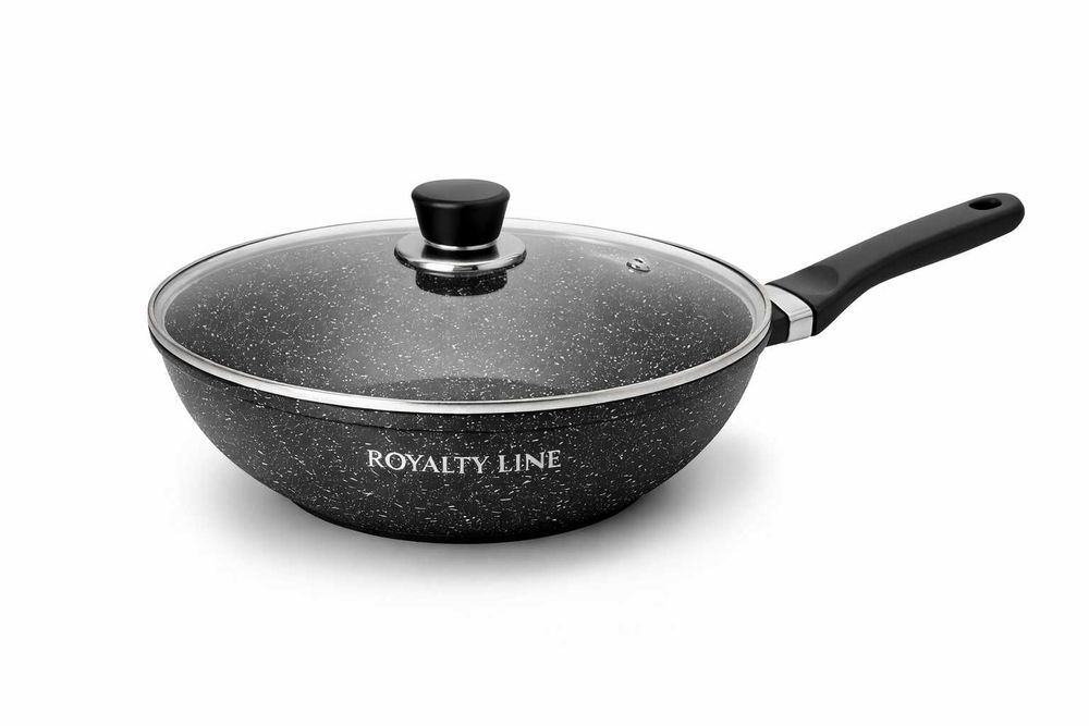 Wok din aluminiu turnat cu acoperire marmura 30 cm Royalty Line
