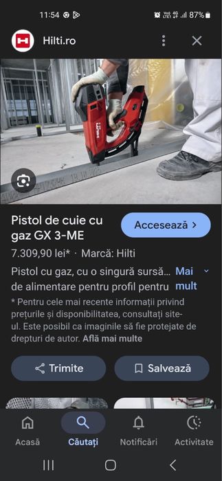 Pistol cu cuie Hilti