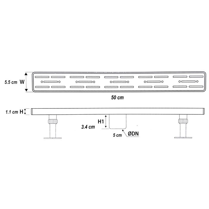 Rigola de dus MAXLEV cu gratar integral din otel inoxidabil LEV0040
