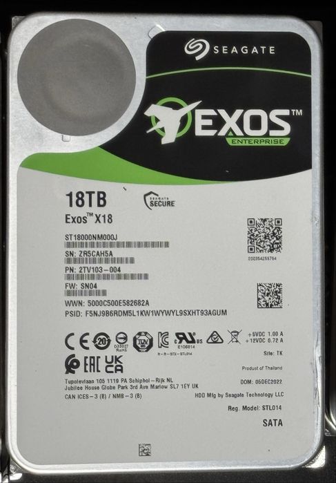 HDD 18TB Segate EXOS