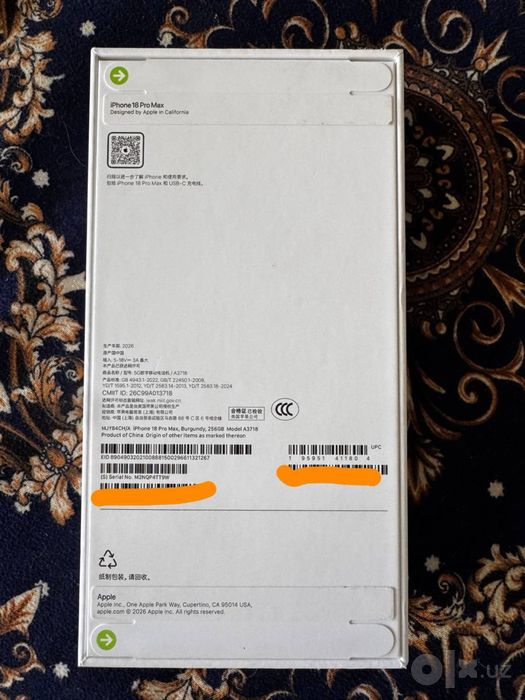 IPhone 18 pro max 256 gb Dual 2та nano sim+esim, UZIMei o'tkan