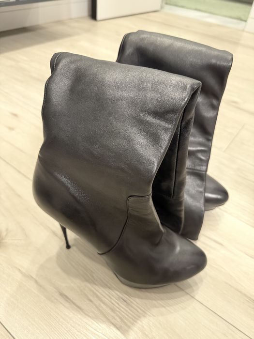 Сапоги ботфорты кожаные