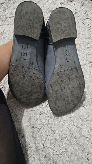 Pantofi office de piele, albastru cu șireturi, nr 37