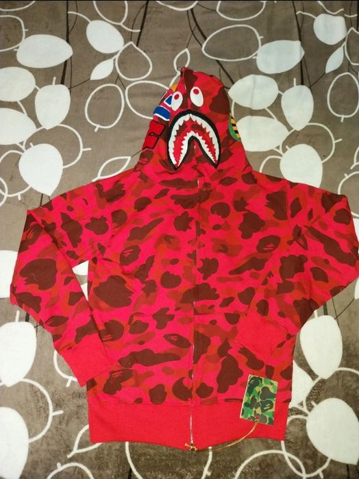 BAPE Zip Up Red Color Camo Shark