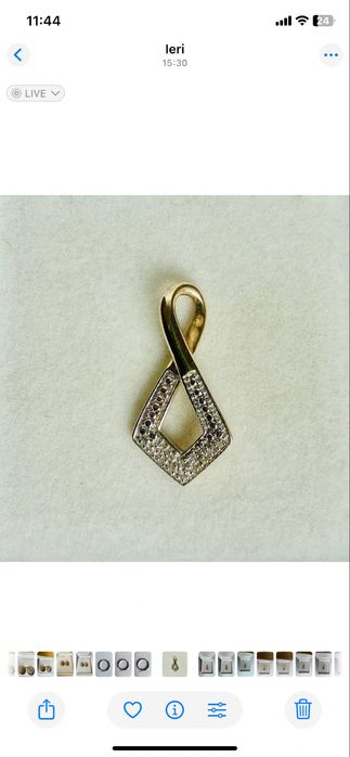 Pandantiv din argint aurit cu diamante