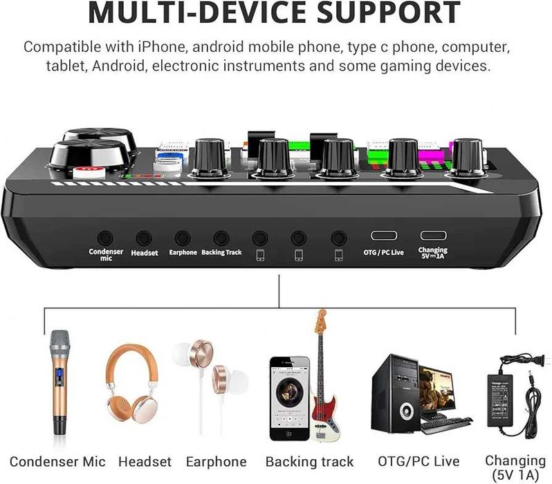 Чисто нов професионален Аудио Миксер F998 - Звукова карта за...