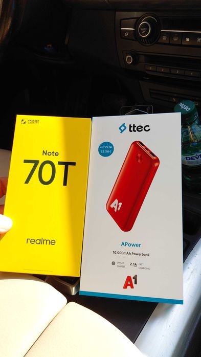 Продавам телефон нови Realme note 70T и батерия преносима