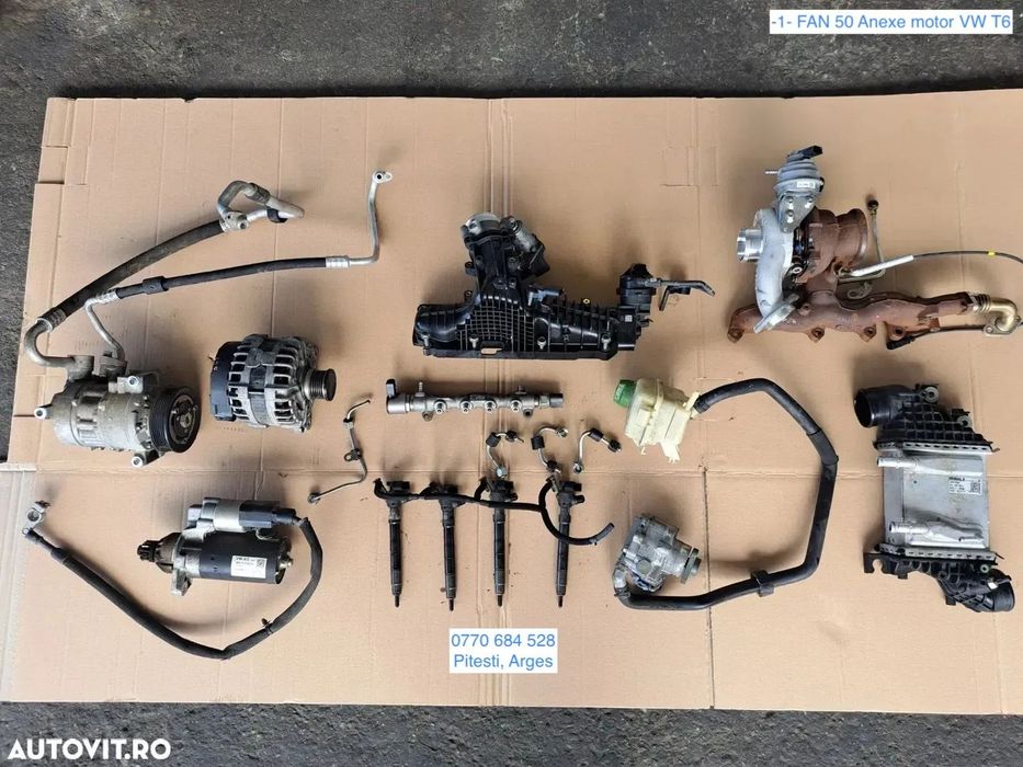-1- Anexe motor CXH VW T6 2.0 tdi 2019 21 000 km pompa inalta presiune compresor alternator electromotor rampa injectoare pompa servo clapeta acceleratie galerie admisie bujie incandescenta turbina galerie evacuare