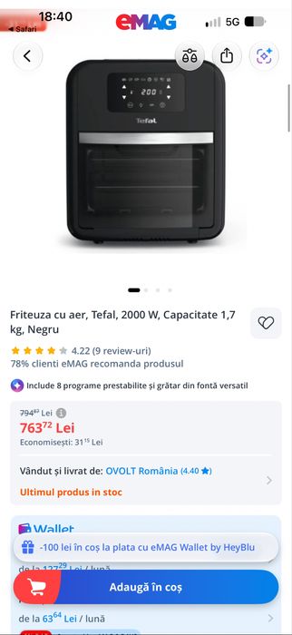 Air fryer tefal tip mini cuptor