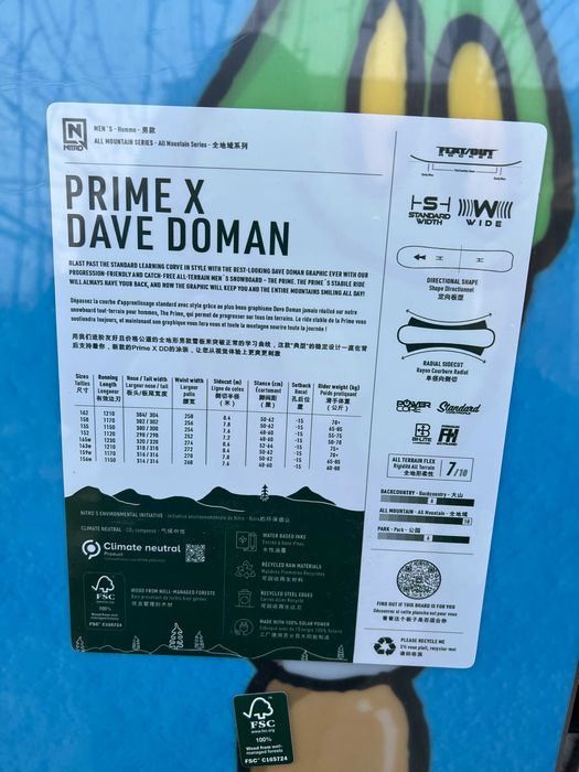 placa noua snowboard nitro prime x dave doman wide L156