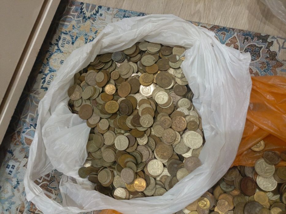 Монеты, мелочь времен СССР. За 1 кг