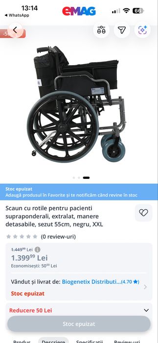 Scaun cu rotile xxl