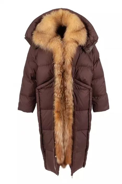 Дамска пухена грейка с естествен косъм