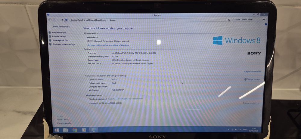 Sony Vaio SVE151G13M Работещ и зарядно но с проблем !
