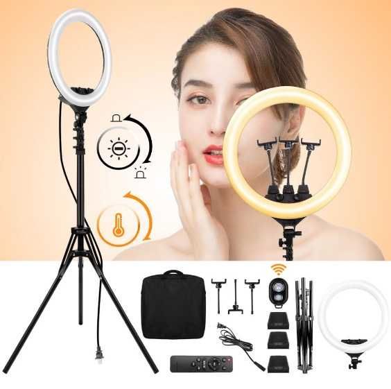 Lampa circulara led 47cm telecomanda Ring Light circulara makeup insta