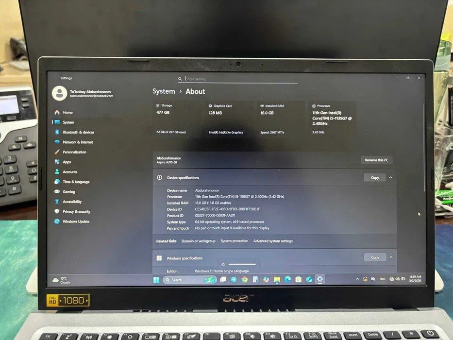 Noutbook Acer toshkent