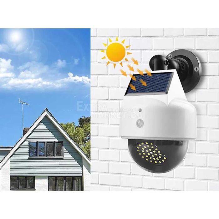 Водоустойчива 38+1 led соларна фалшива камера лампа с дистанционно