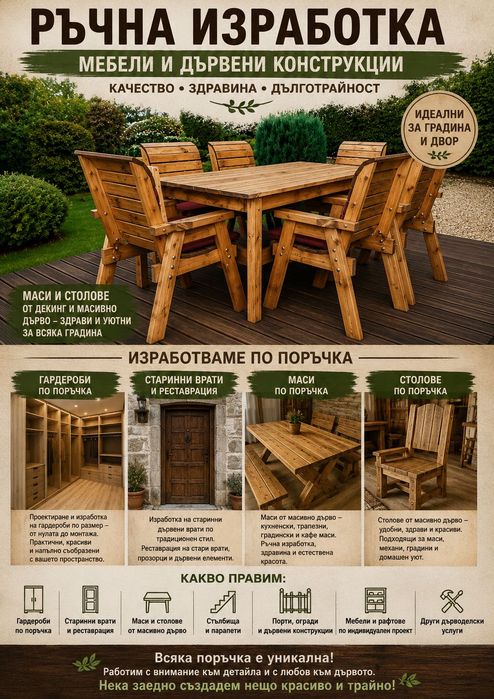 Ръчна изработка от декинг на маси,порти  и други
