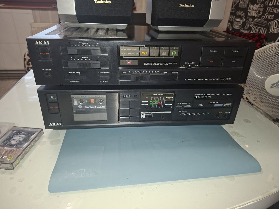 Linie Hi-Fi Akai A201, made in Japan, 1986, deck + amplificator integrat