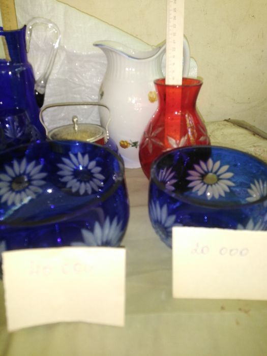 Посуда из цветного стекла советского периода