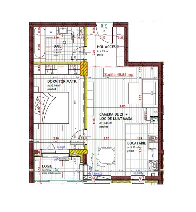 Apartament 2 camere semifinisat 50 mp et.intermediar, lift in Floresti — fotografia 1
