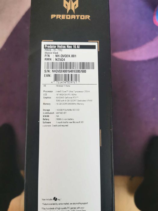 Гейминг Лаптоп Acer Predator Helios Neo 16 AI